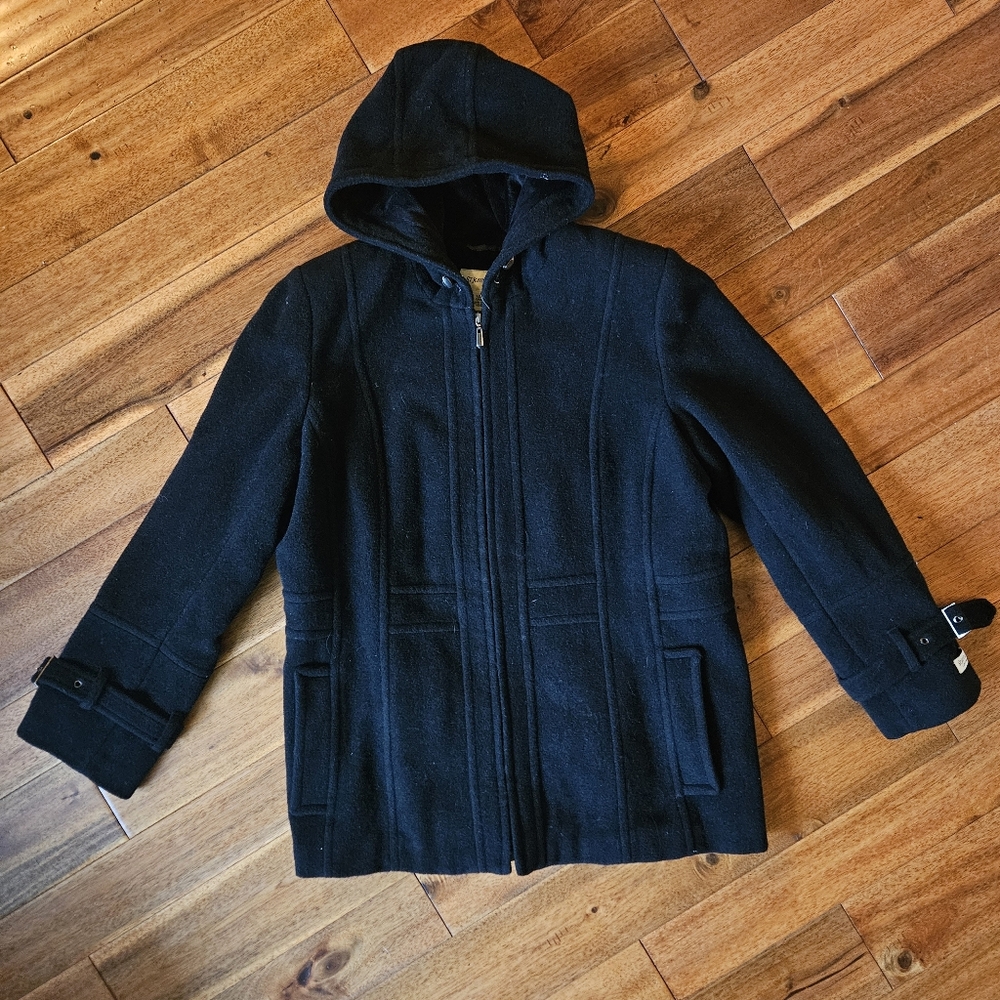 Vintage St. Johns Bay Black Wool Cashmere Blend Peacoat Size 1x